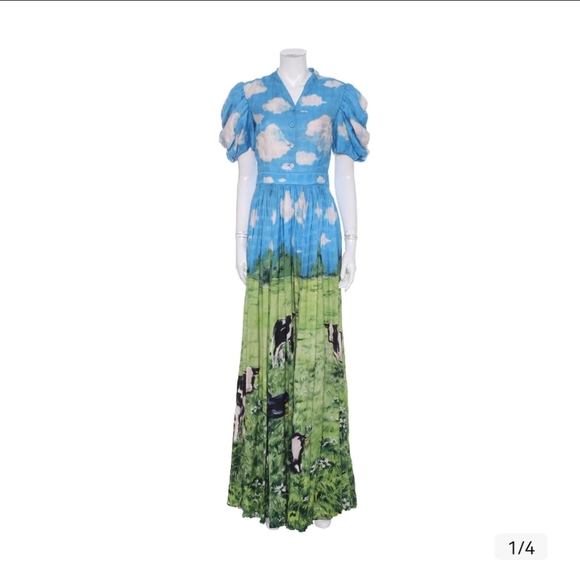 Moschino Other - 2021 MOSCHINO Countryside Cow Print Cotton Dress - 1888 Fantasy Print maxi dress